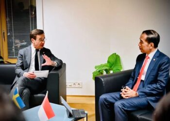 Presiden RI Joko Widodo saat melakukan pertemuan bilateral dengan Perdana Menteri Swedia Ulf Kristersson di Belgia, Rabu (14-12-2022).(Foto: Ant./HO-Biro Pers Sekretariat Presiden).