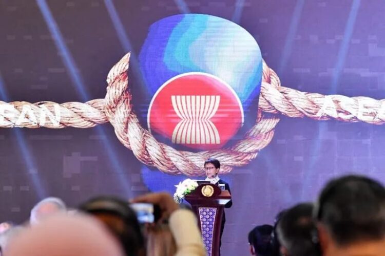 Menlu RI, Retno Marsudi menyoroti isu Myanmar ketika menyampaikan Pernyataan Pers Tahunan Menteri Luar Negeri RI (PPTM) 2023, di Jakarta, Rabu (11/1/2023). (Foto: Ant/HO-Kemlu RI)