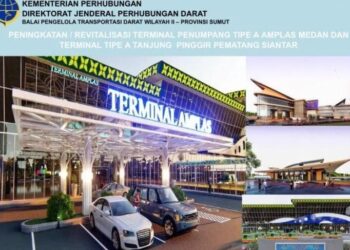 Terminal Amplas Medan yang rencananya akan diresmikan oleh Presiden Jokowi usai menghadiri acara puncak HPN 2023 di Medan. (Foto: Antara).