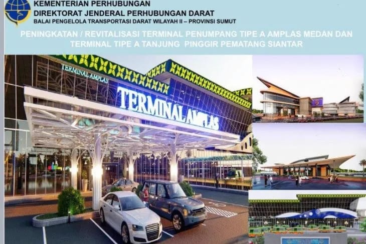 Terminal Amplas Medan yang rencananya akan diresmikan oleh Presiden Jokowi usai menghadiri acara puncak HPN 2023 di Medan. (Foto: Antara).