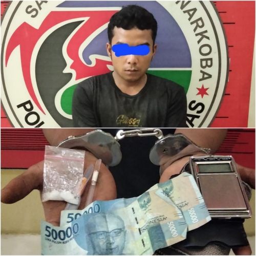 Ket: JH (26) tersangka pengedar sabu di Desa Meranti, Kecamatan Hutaraja Tinggi diamankan Satreskrim Narkoba Polres Padang Lawas. Fotodok/AKP Agus M Butarbutar SH