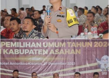 Wakapolres Asahan Kompol I Kadek Hery Cahyadi, S.H., S.I.K., M.H menghadiri kegiatan Rapat Koordinasi Kesiapan Pemilihan Umum Tahun 2024. (mass)