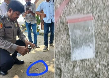 Sebungkus diduga sabu-sabu ditemukan di halaman kantor Afdeling IV PTPN IV Kebun Sei Silau. (mass)