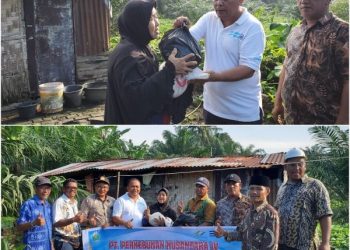 Pemberian bantuan santunan Jum'at berkah kepada masyarakat sekitar kebun Tinjowan.(mass).