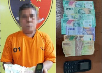 MS sosok tersangka berserta barang bukti yang diamankan Polsek Prapat Janji.(mass)