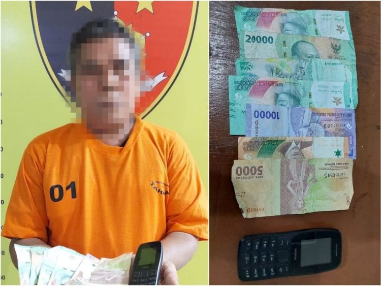 MS sosok tersangka berserta barang bukti yang diamankan Polsek Prapat Janji.(mass)