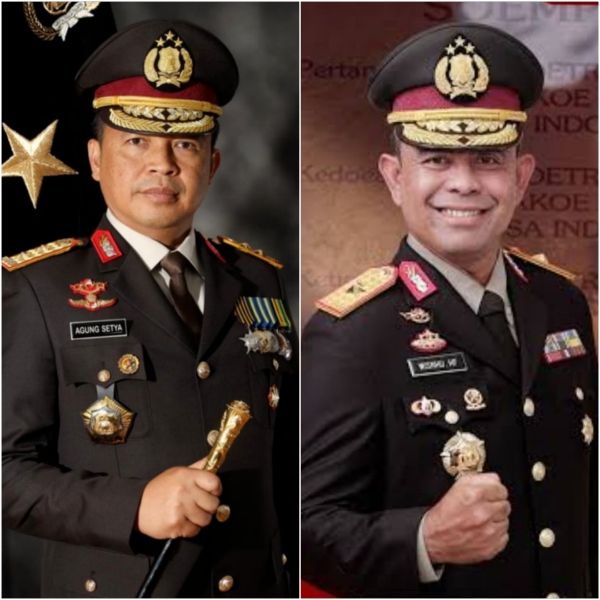 Irjen Pol Agung Setya Imam dimutasi sebagai Pati Bareskrim untuk persiapan penugasan struktur luar (kiri) & Brigjen Pol Whisnu Hermawan menjadi Kapolda Sumut (kanan).