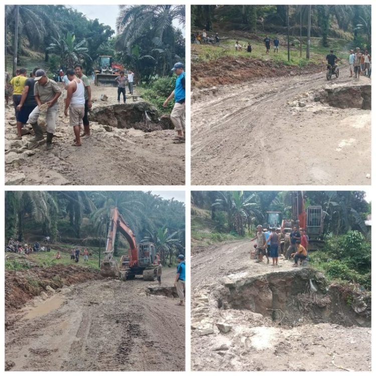 Realisasi perbaikan jalan rusak jalan lintas provinsi di Desa Lestari. (mass)