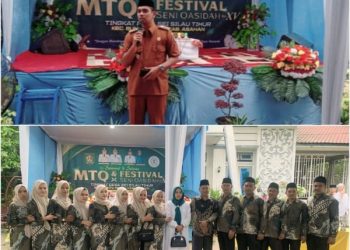 Camat Buntu Pane Mohd. Ibnu saat membuka kegiatan MTQ dan Festival Qasidah ke tingkat Desa Sei Silau Timur.